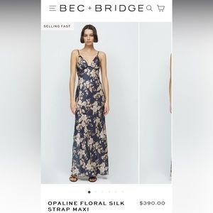 Bec + Bridge Opaline Floral Silk Strap Maxi Dress Size 2